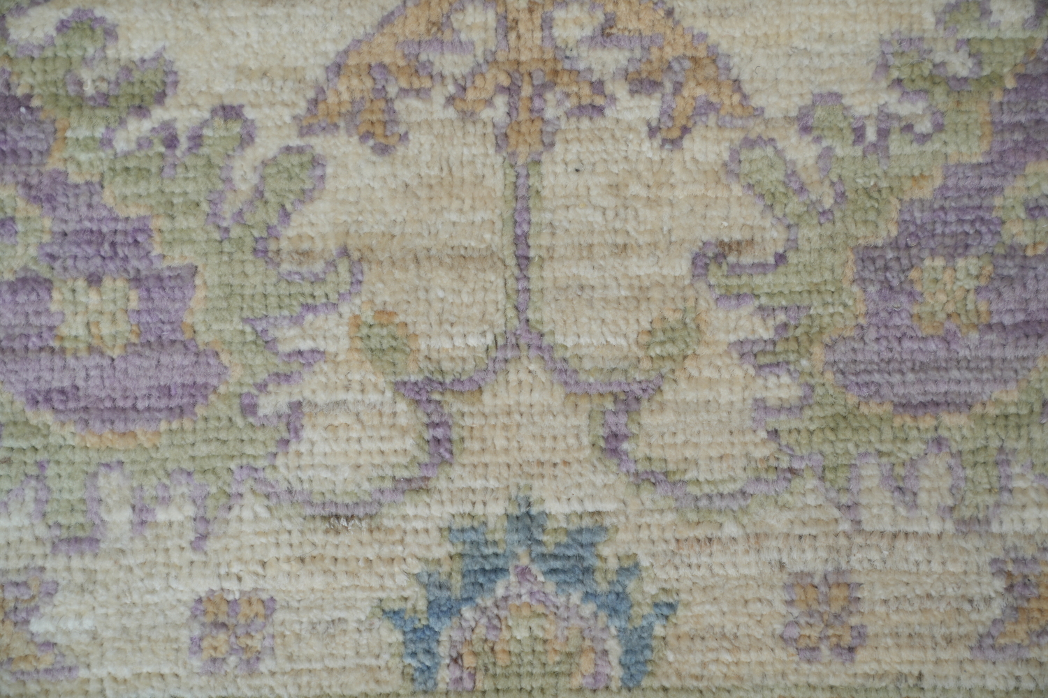 Hand-Knotted Blue Oushak Turkish Area Rug - 9x12 Vegetable Dye Wool Rug