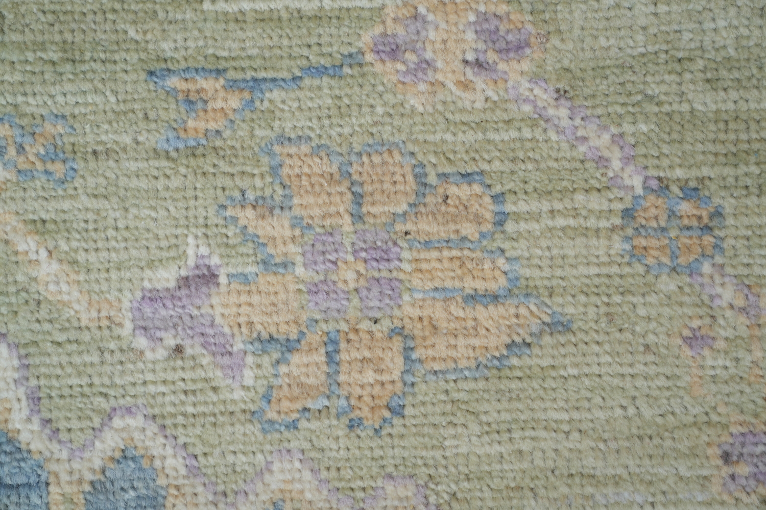Hand-Knotted Blue Oushak Turkish Area Rug - 9x12 Vegetable Dye Wool Rug