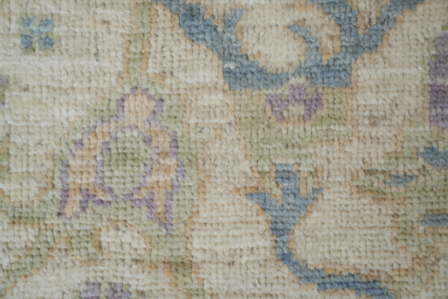 Hand-Knotted Blue Oushak Turkish Area Rug - 9x12 Vegetable Dye Wool Rug