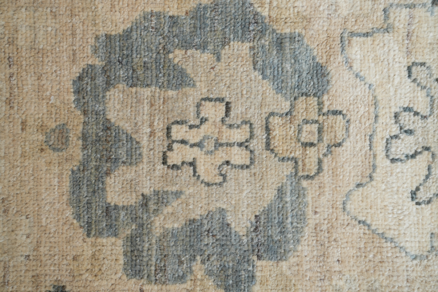 Sophisticated Gray and Beige Oushak Turkish Rug 9x12 ft
