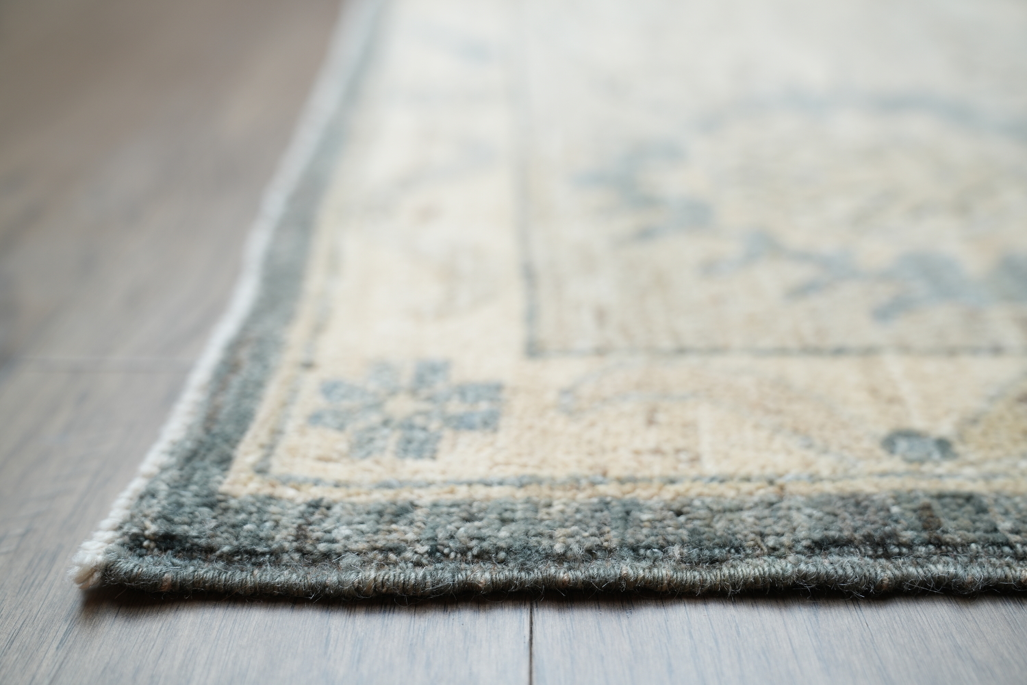 Sophisticated Gray and Beige Oushak Turkish Rug 9x12 ft