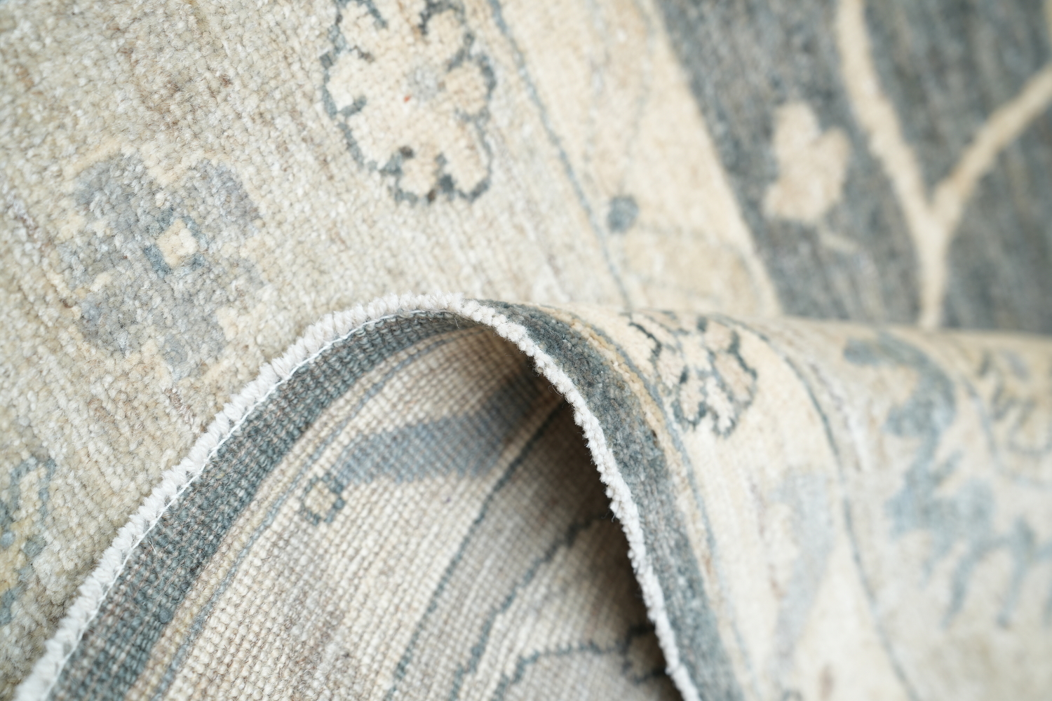Sophisticated Gray and Beige Oushak Turkish Rug 9x12 ft