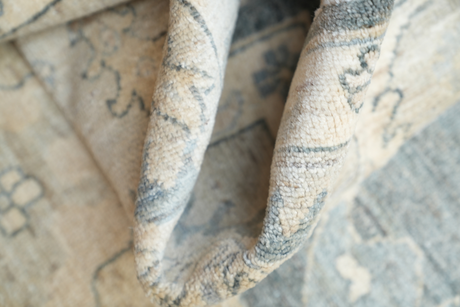 Sophisticated Gray and Beige Oushak Turkish Rug 9x12 ft