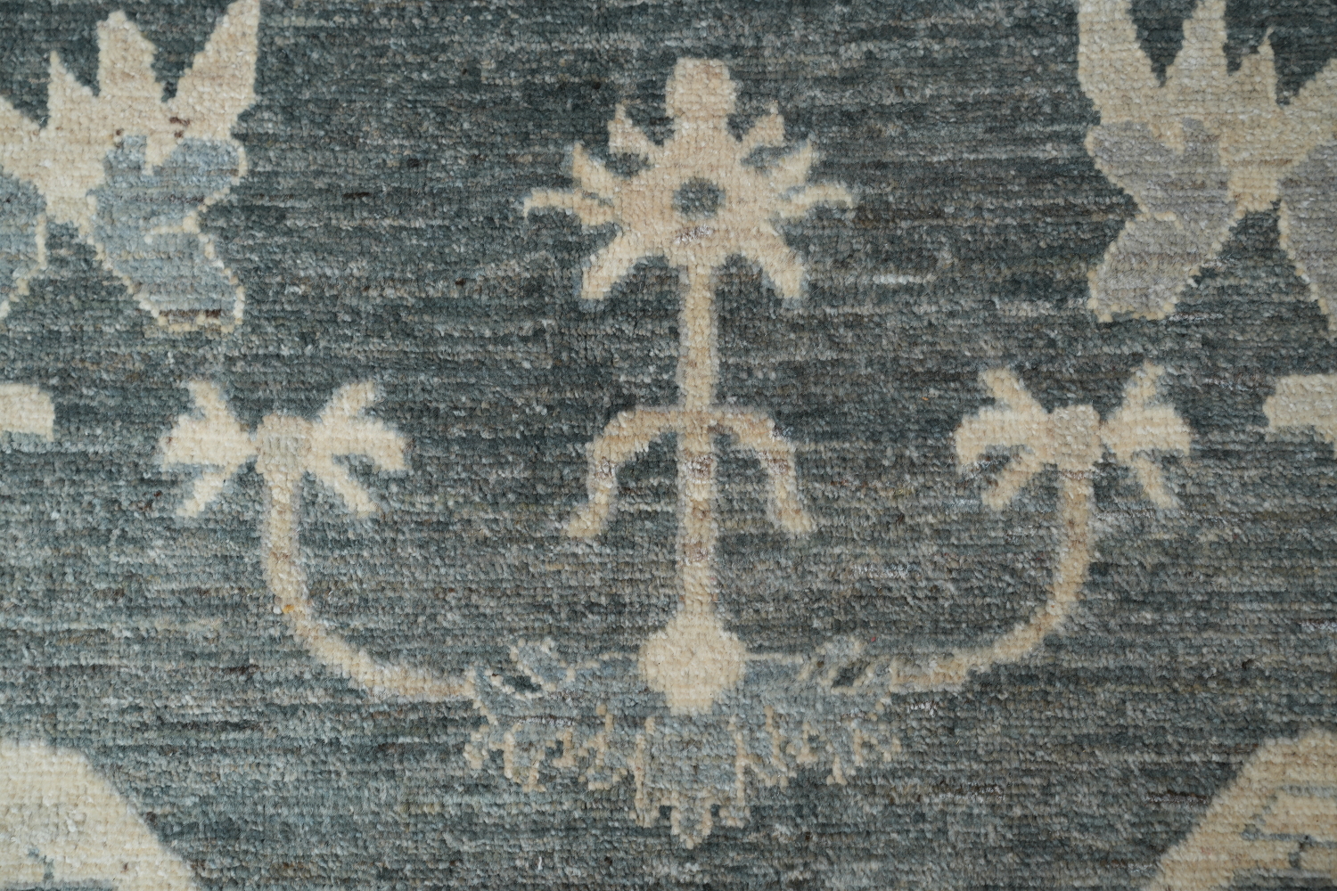 Sophisticated Gray and Beige Oushak Turkish Rug 9x12 ft