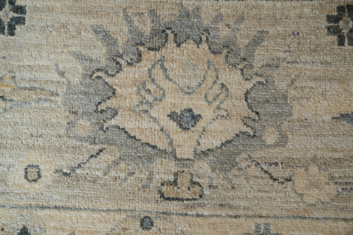 Sophisticated Gray and Beige Oushak Turkish Rug 9x12 ft