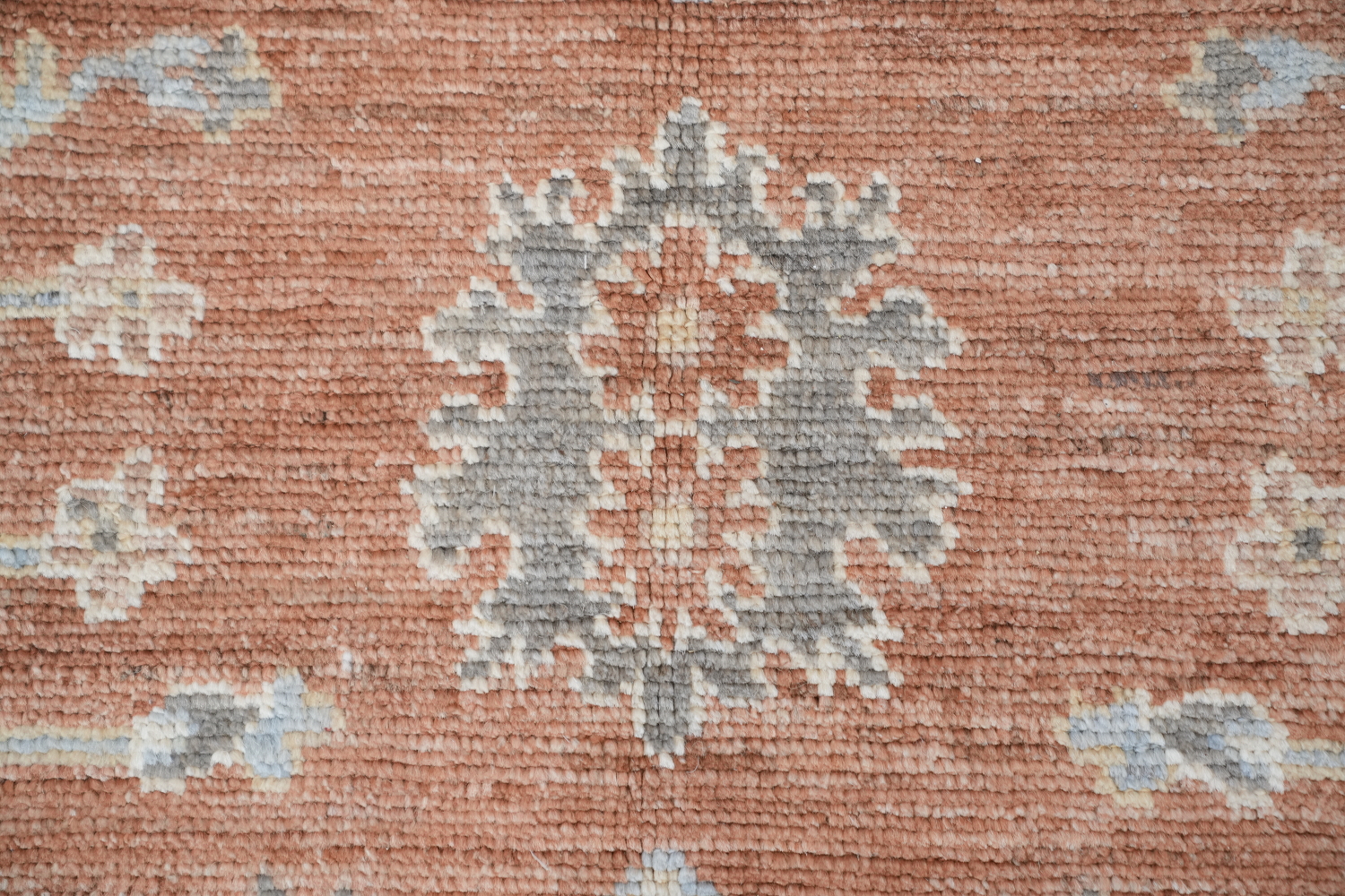 Orange Oushak Vegetable Dye Wool Area Rug 9x12 Hand-Knotted Turkish