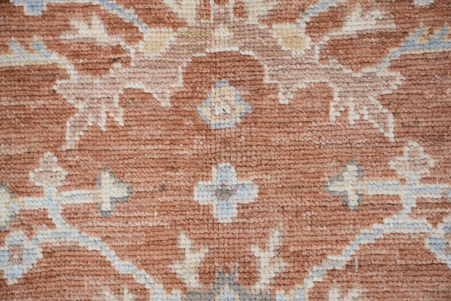 Orange Oushak Vegetable Dye Wool Area Rug 9x12 Hand-Knotted Turkish