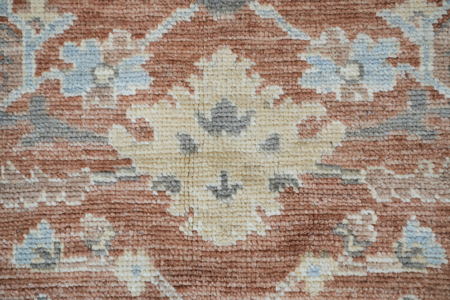 Orange Oushak Vegetable Dye Wool Area Rug 9x12 Hand-Knotted Turkish