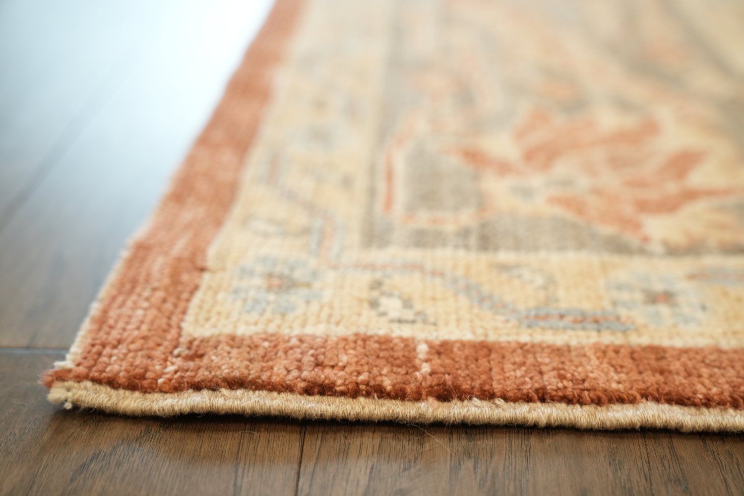 Orange Oushak Vegetable Dye Wool Area Rug 9x12 Hand-Knotted Turkish