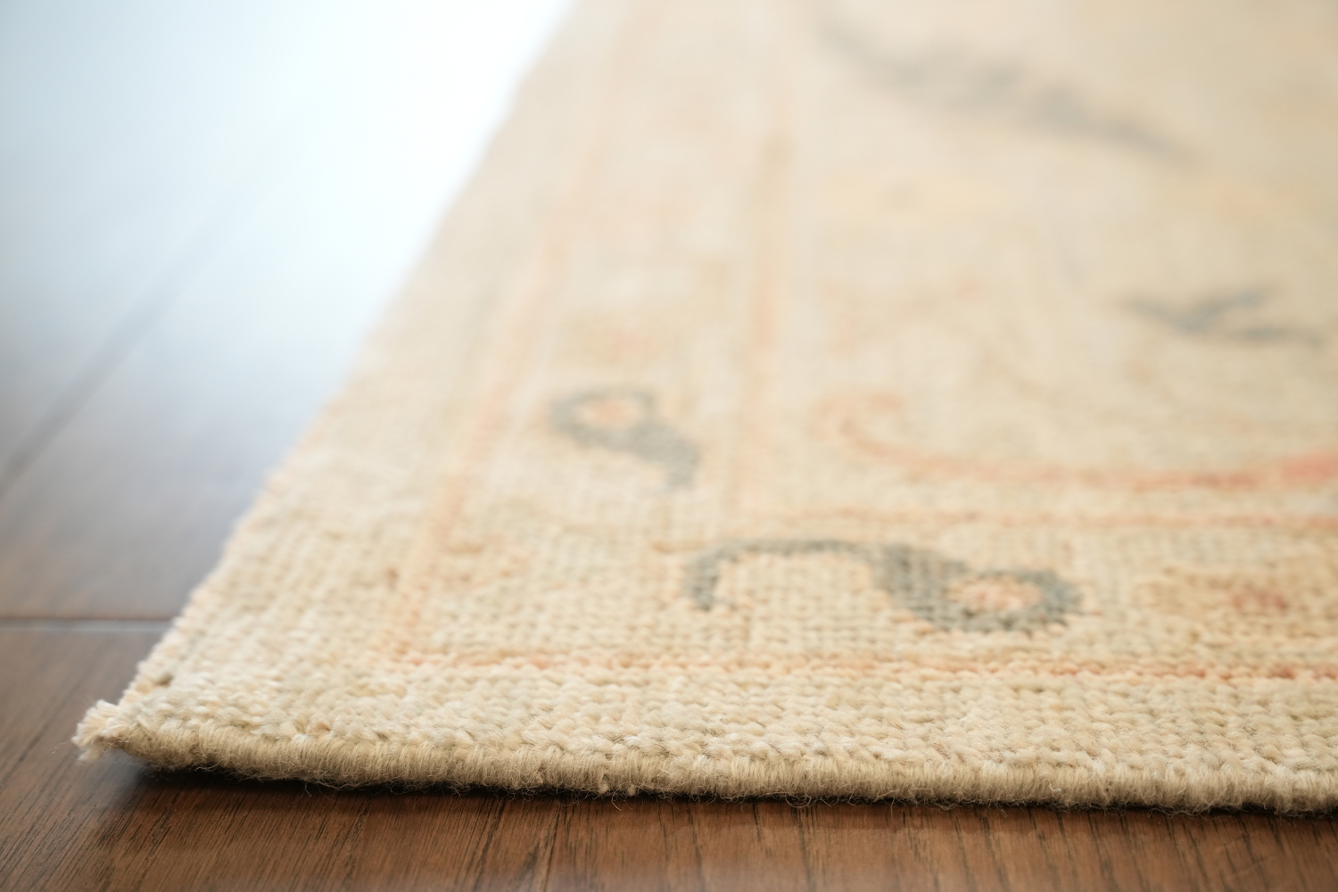 Luxurious Beige and Blue Oushak Turkish Living Room Rug 9x12 ft