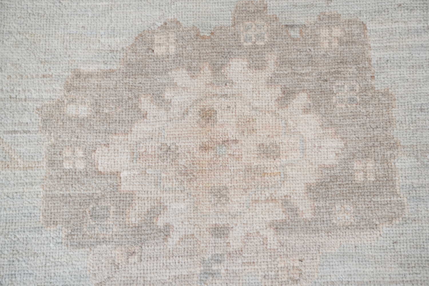 Luxurious Beige and Blue Oushak Turkish Living Room Rug 9x12 ft