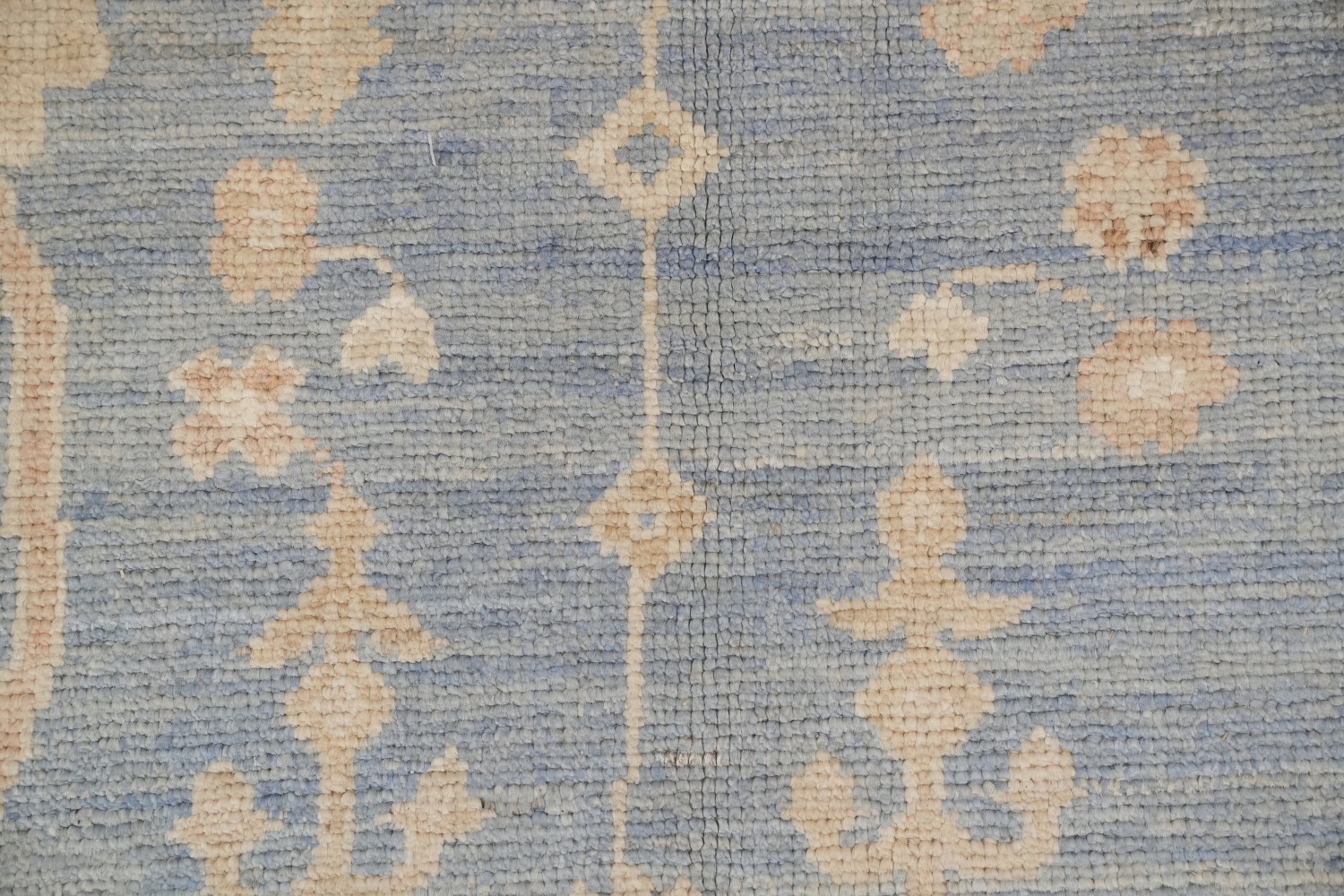 Hand-Knotted Blue Oushak Turkish Area Rug - 9x12 Vegetable Dye Wool Rug