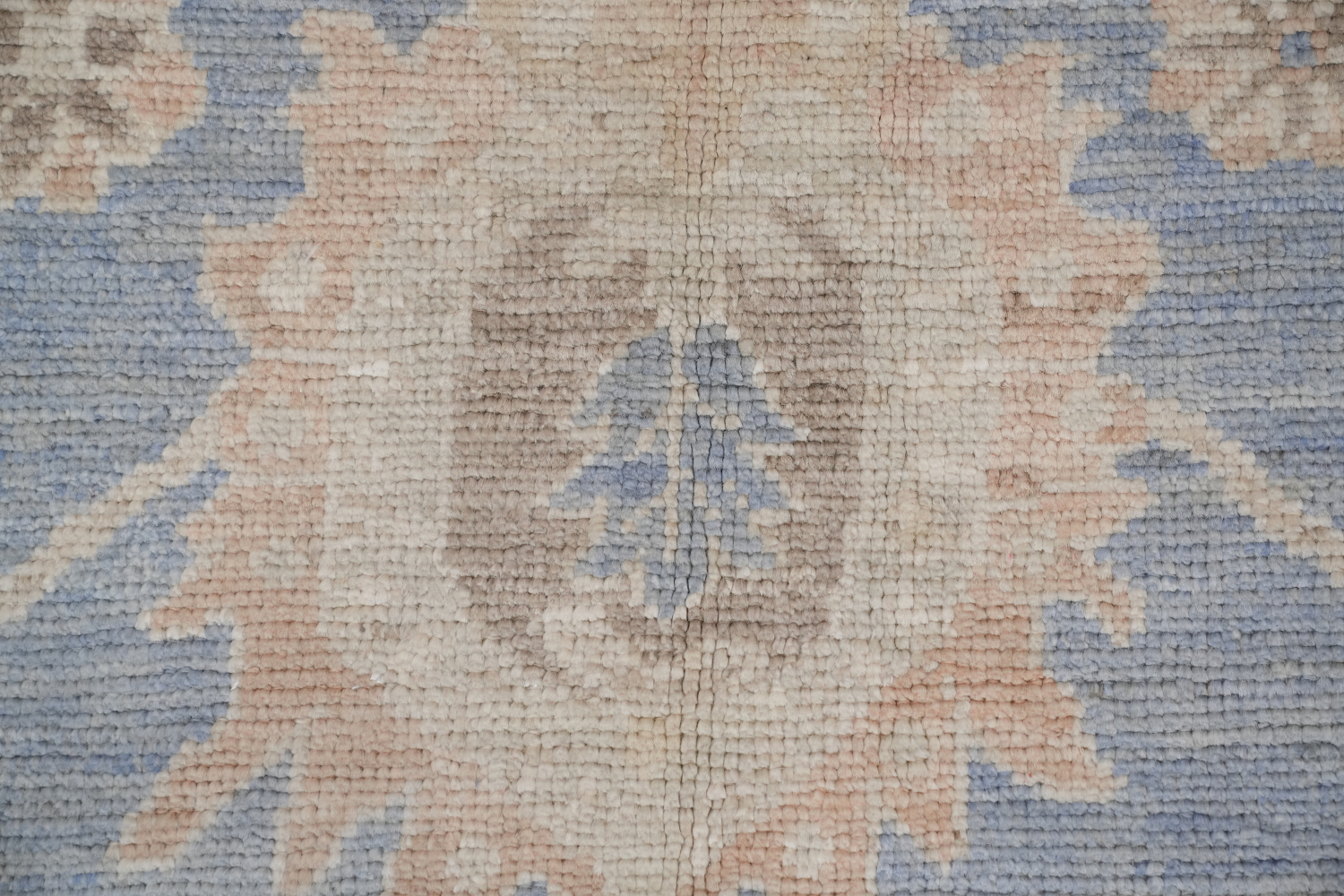 Hand-Knotted Blue Oushak Turkish Area Rug - 9x12 Vegetable Dye Wool Rug