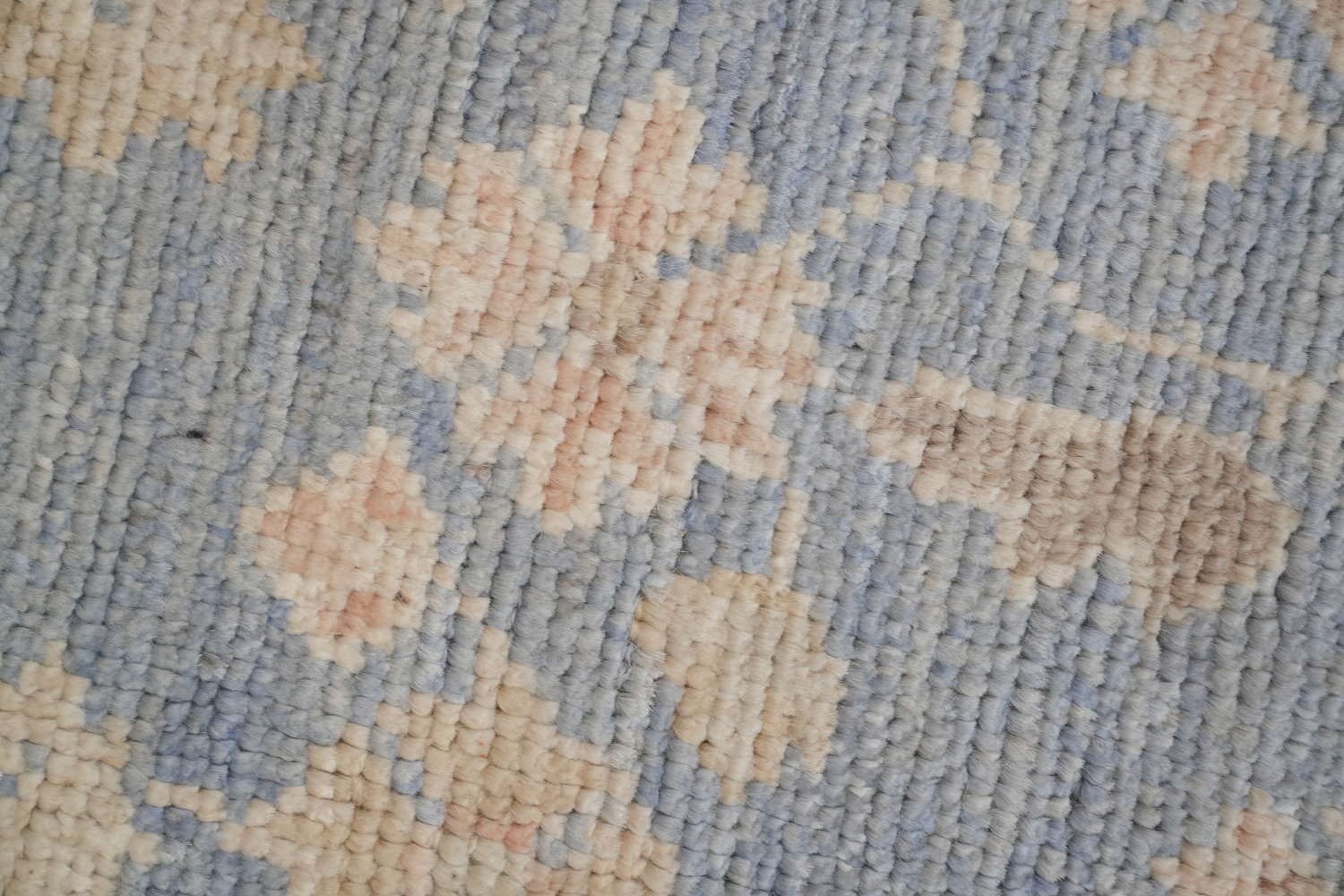 Hand-Knotted Blue Oushak Turkish Area Rug - 9x12 Vegetable Dye Wool Rug