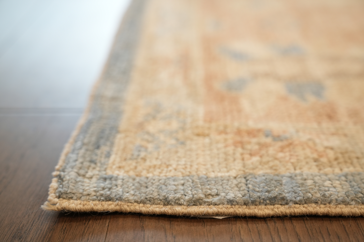 Hand-Knotted Blue Oushak Turkish Area Rug - 9x12 Vegetable Dye Wool Rug