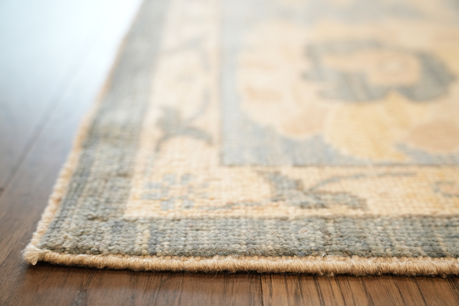 Luxurious hand-knotted Grey and Blue Oushak Turkish Rug 9x12 ft