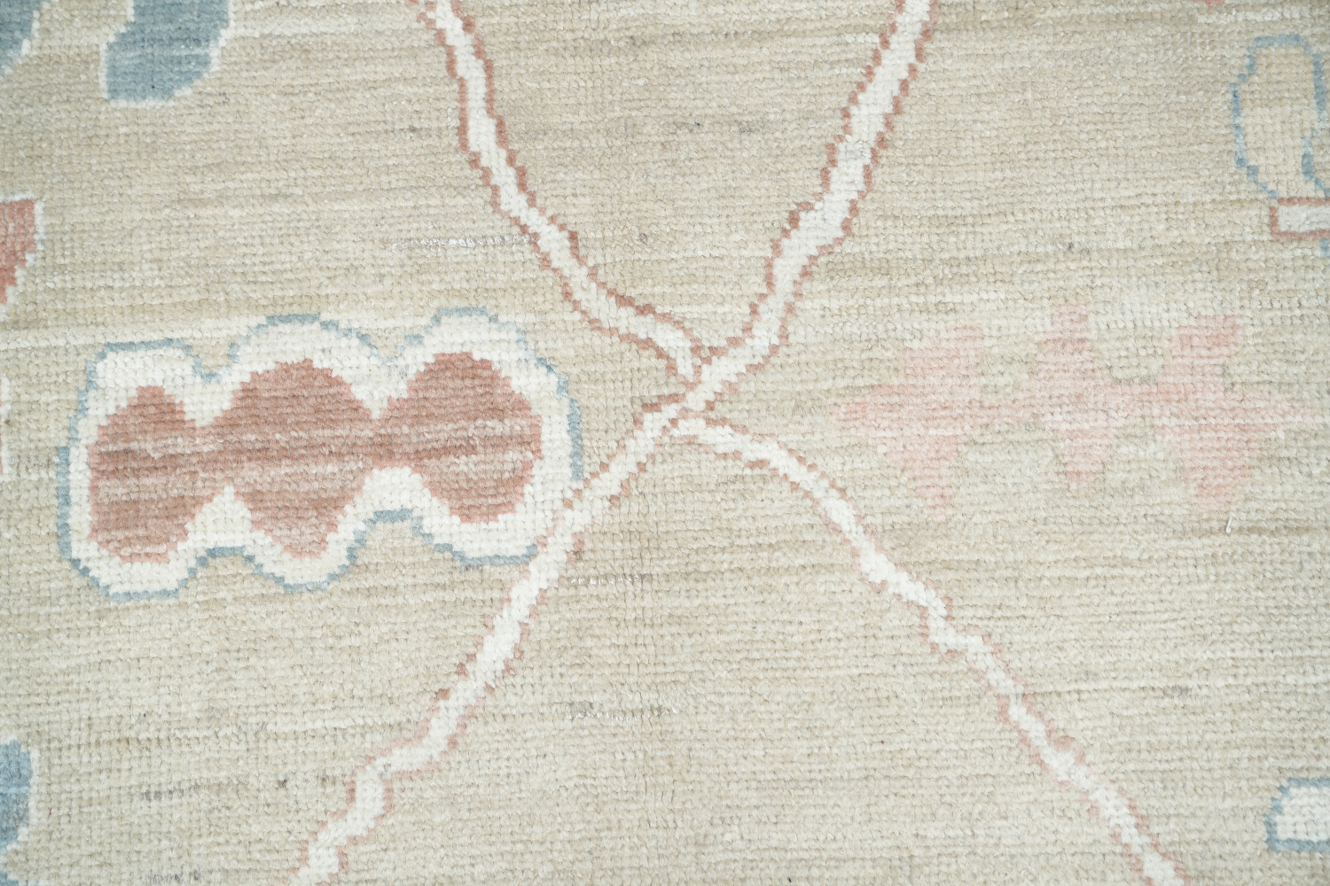 Elegant Beige and Pastel Blue Oushak Turkish Living Room Rug 9x12