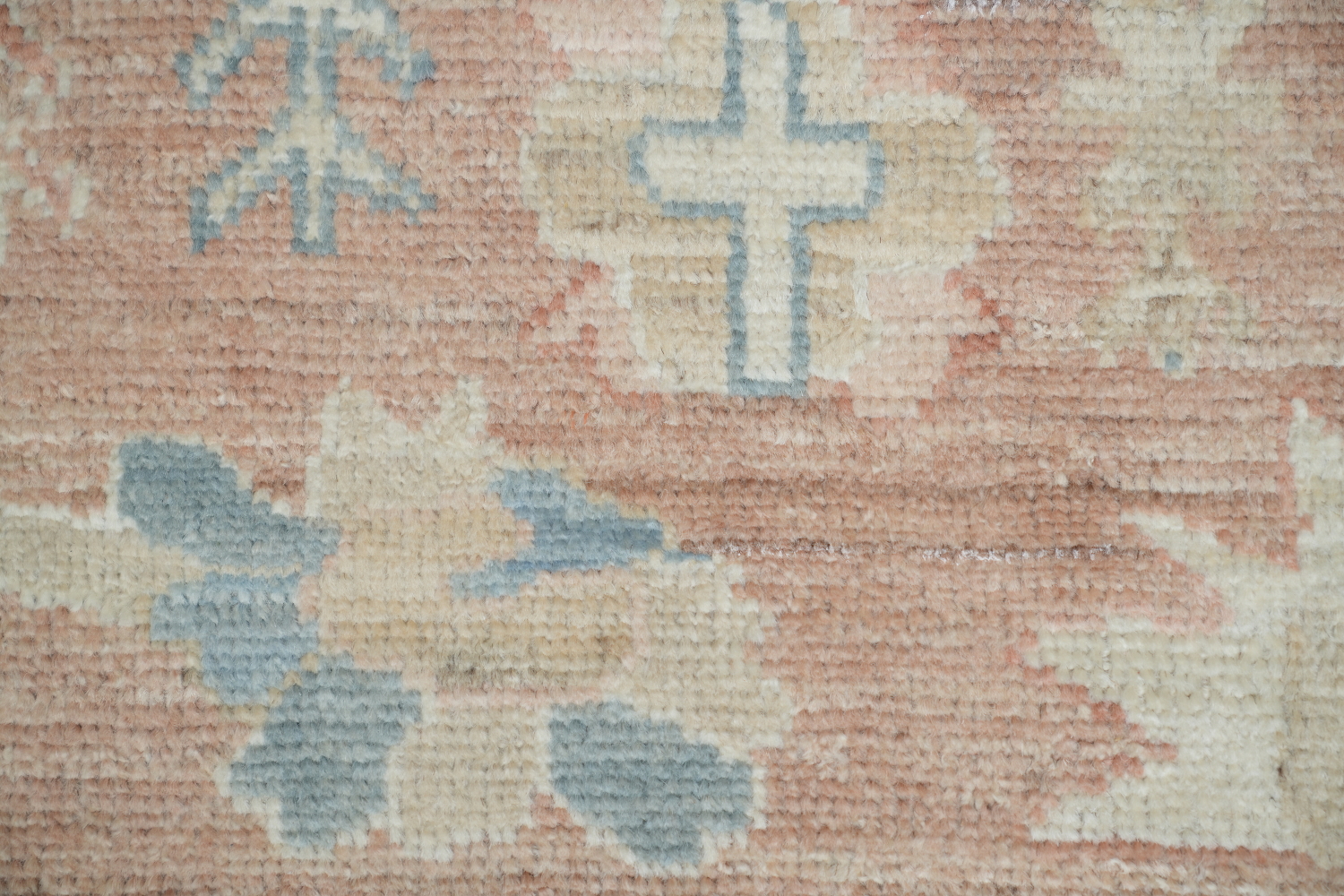 Elegant Beige and Pastel Blue Oushak Turkish Living Room Rug 9x12