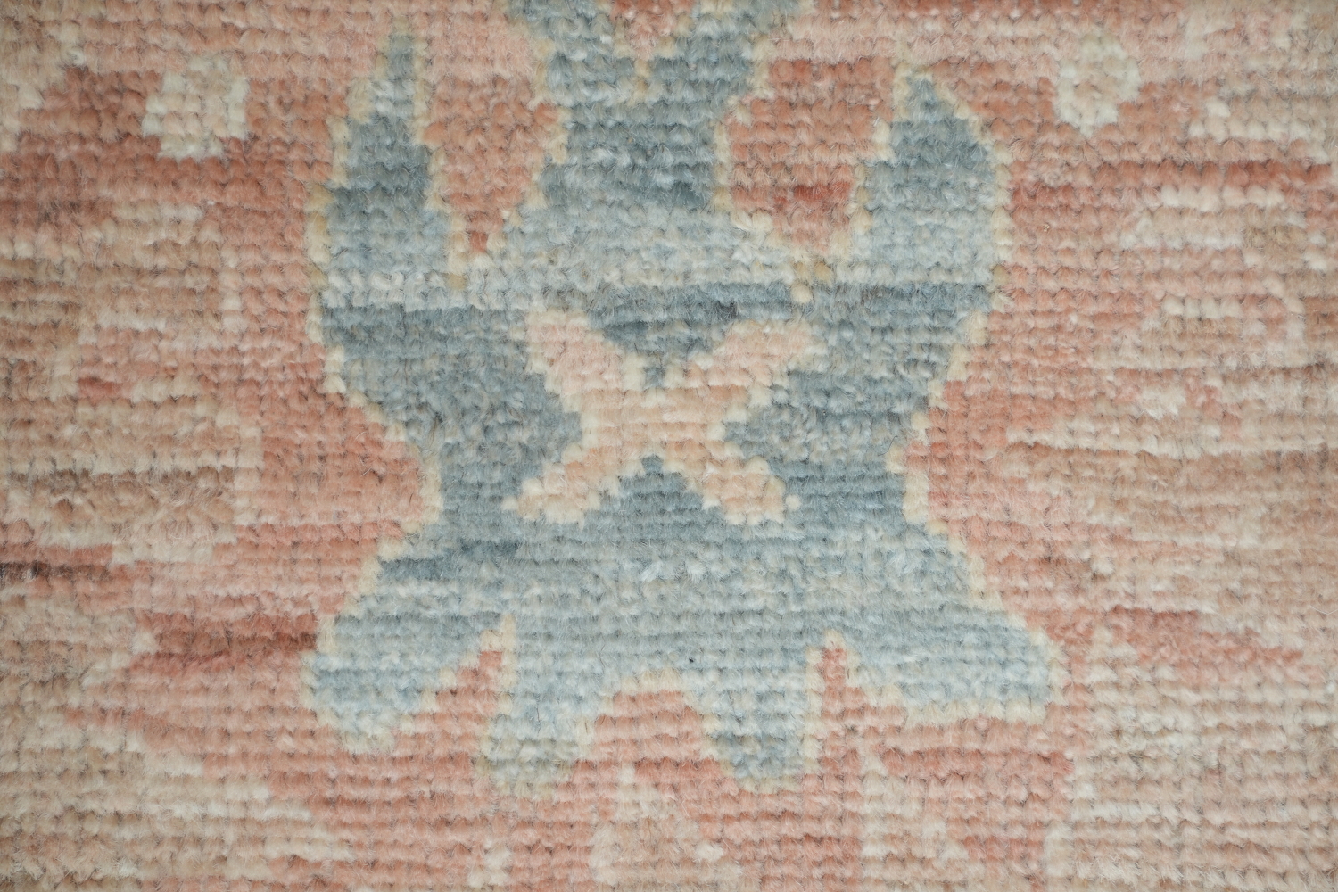 Elegant Beige and Pastel Blue Oushak Turkish Living Room Rug 9x12