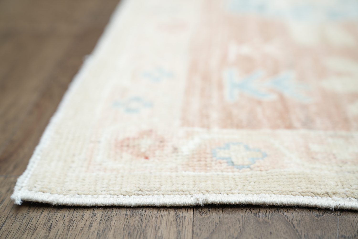 Elegant Beige and Pastel Blue Oushak Turkish Living Room Rug 9x12