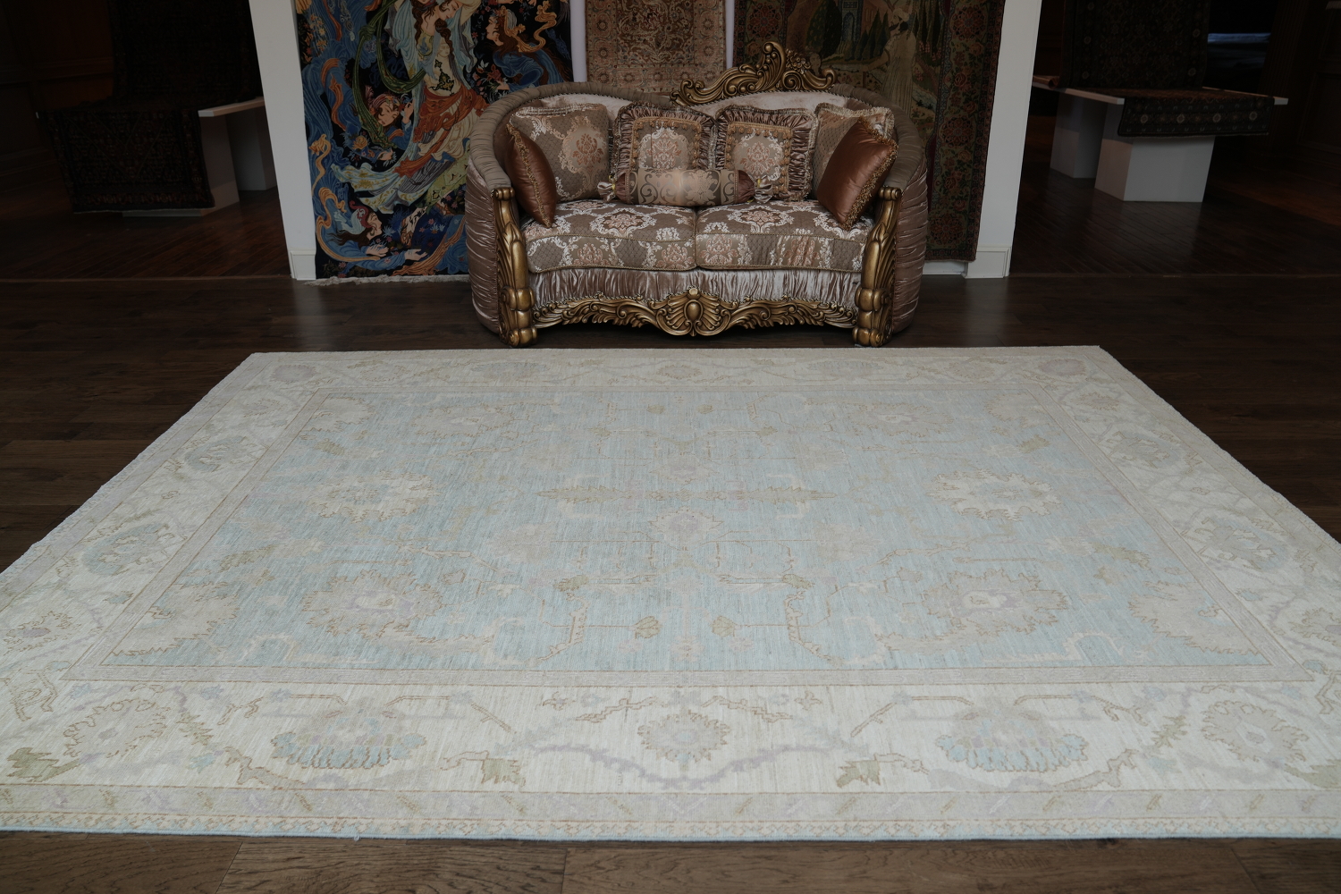 Vegetable Dye Oushak Turkish Area Rug 9x12