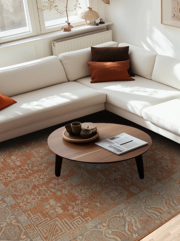 Orange Oushak Vegetable Dye Turkish Area Rug 8x10