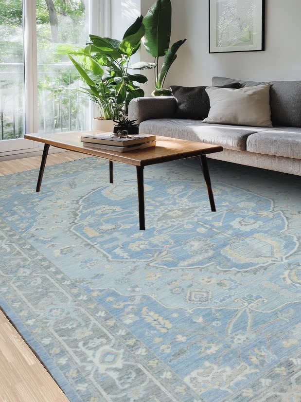 Vegetable Dye Oushak Turkish Area Rug 9x12