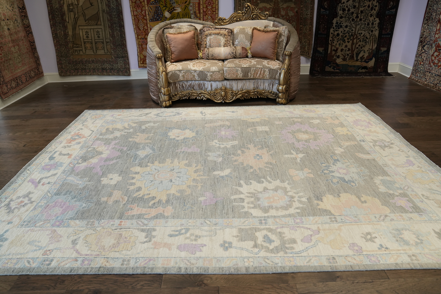 Vegetable Dye Oushak Turkish Area Rug 9x12