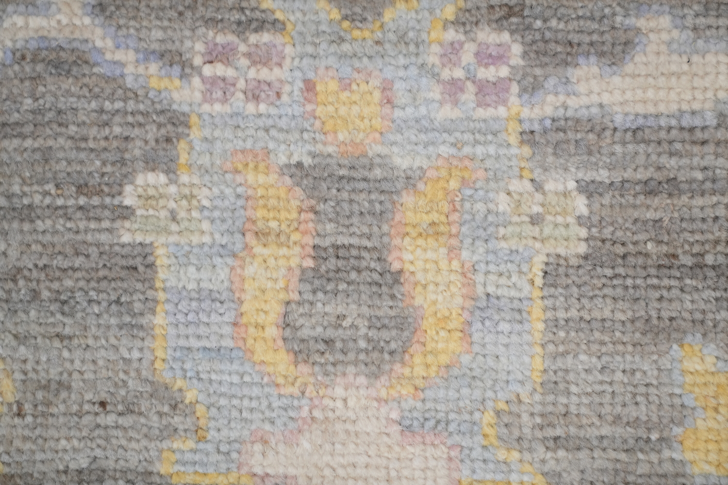Ivory with Charcoal Border Oushak Turkish Area Rug 9x12
