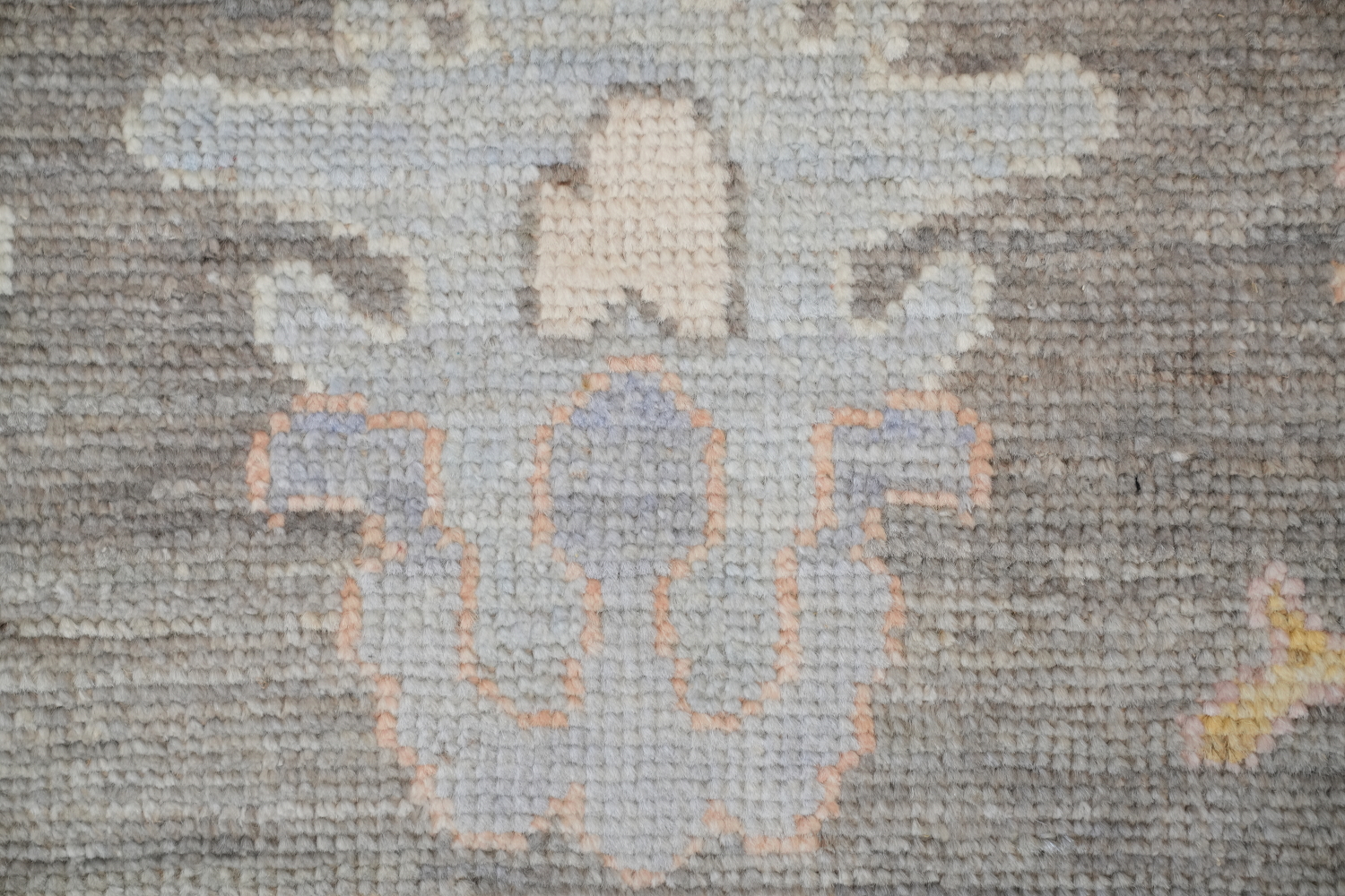 Ivory with Charcoal Border Oushak Turkish Area Rug 9x12