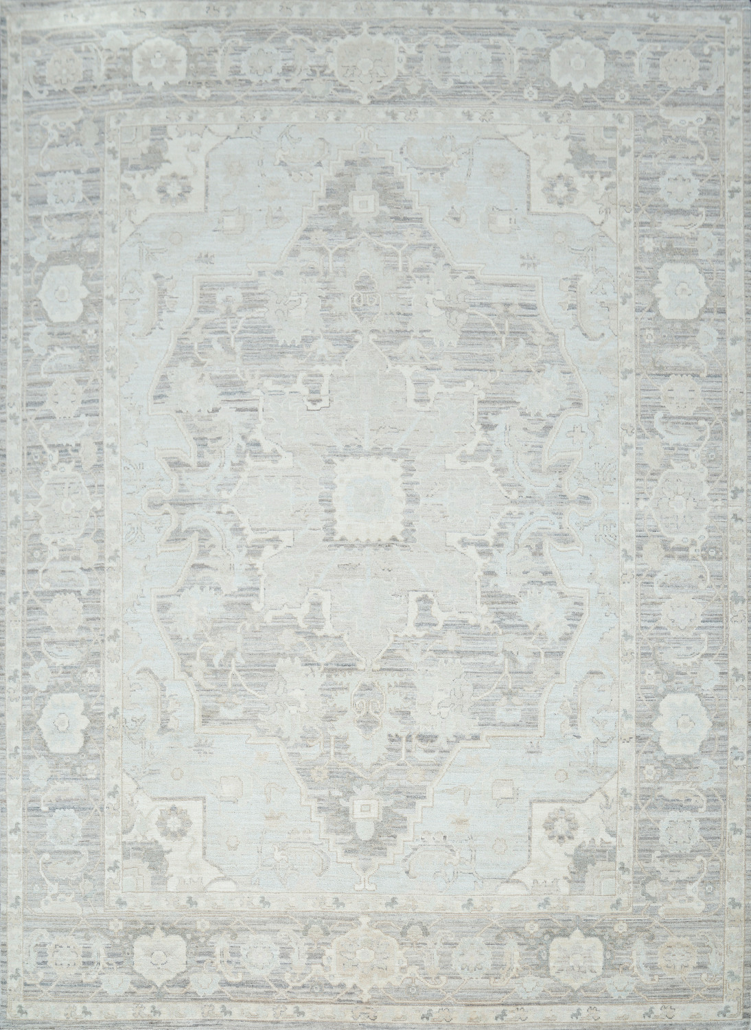 Vegetable Dye Muted Grey Oushak Turkish Area Rug 9x12