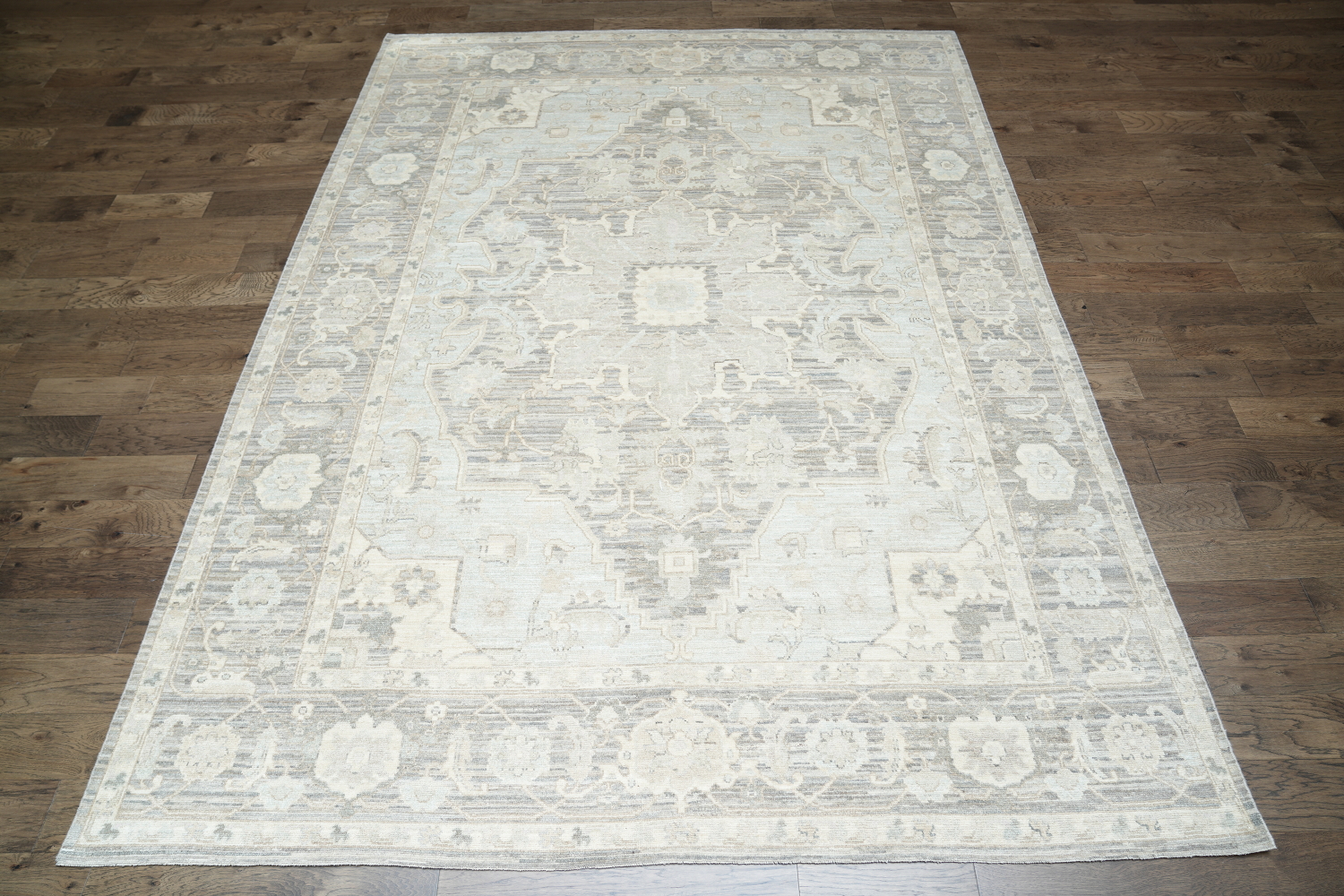 Vegetable Dye Muted Grey Oushak Turkish Area Rug 9x12