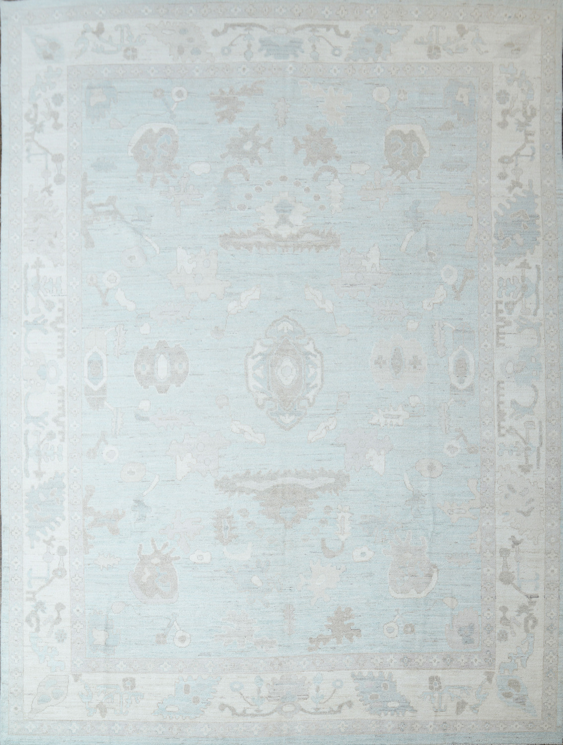 Vegetable Pale Blue Dye Oushak Turkish Area Rug 9x12