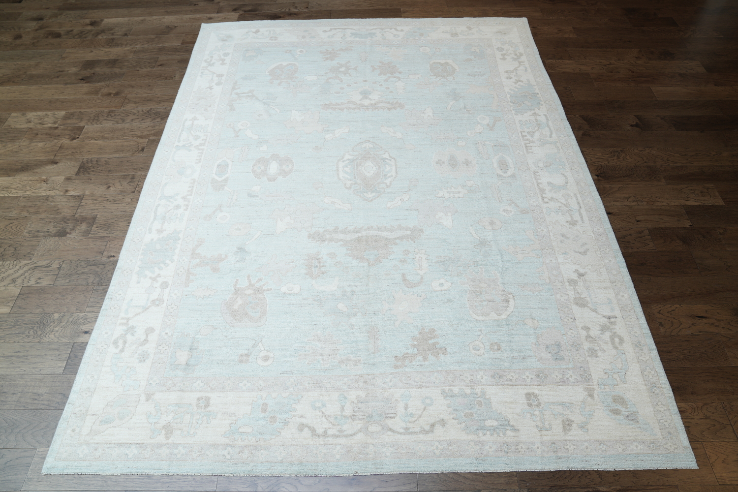 Vegetable Pale Blue Dye Oushak Turkish Area Rug 9x12