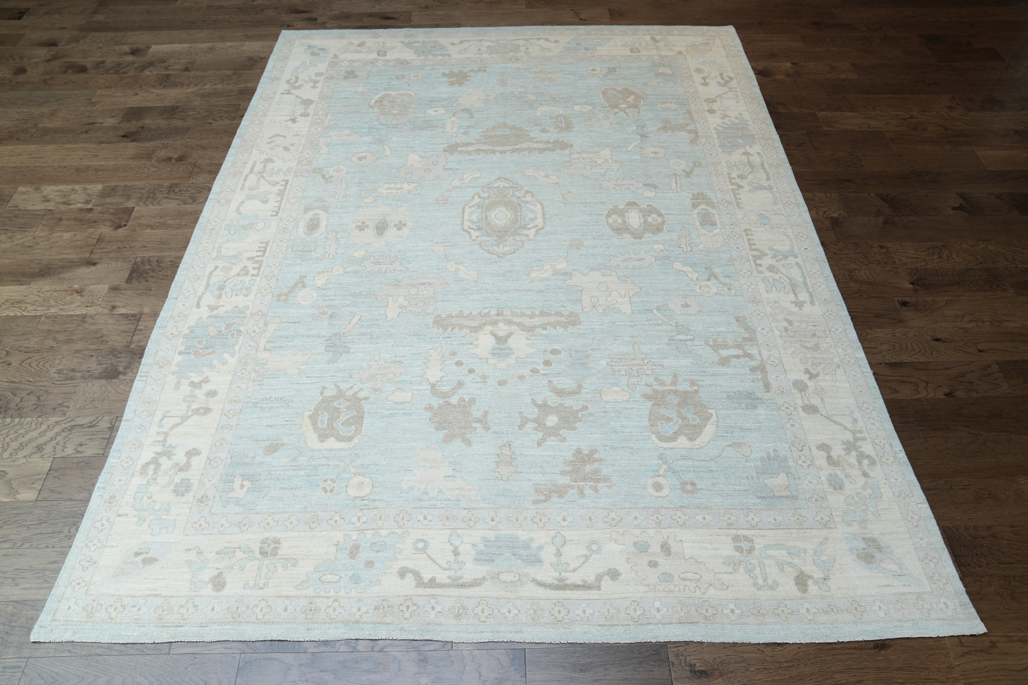Vegetable Pale Blue Dye Oushak Turkish Area Rug 9x12