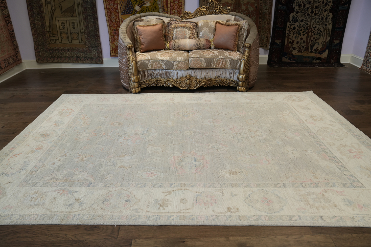 Exquisite Subtle Patterned Oushak Turkish Rug for Elegant Style 9x12