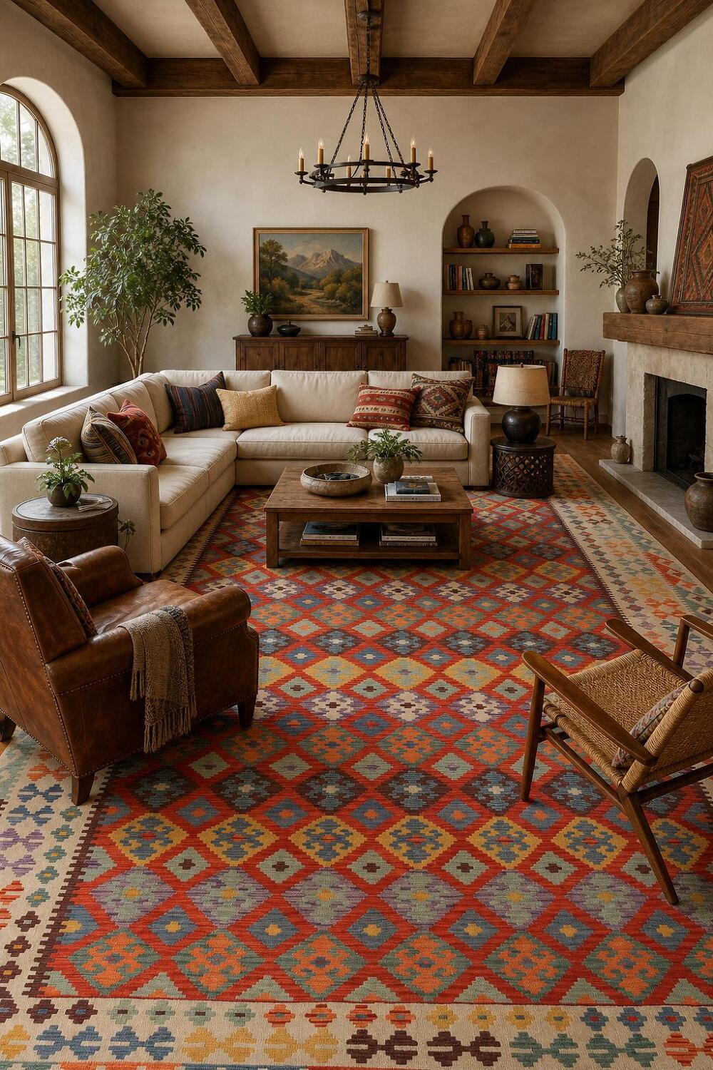 Flat-Weave Kilim Tribal Palace Rug 10x16