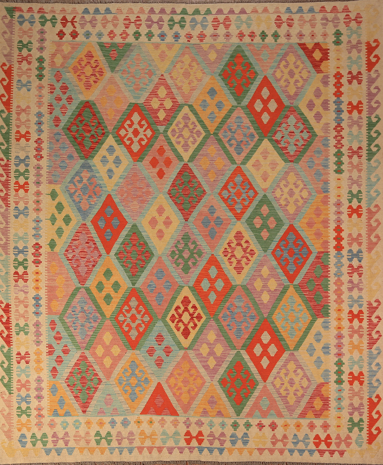 All-Over Geometric Kilim Oriental Area Rug 8x10