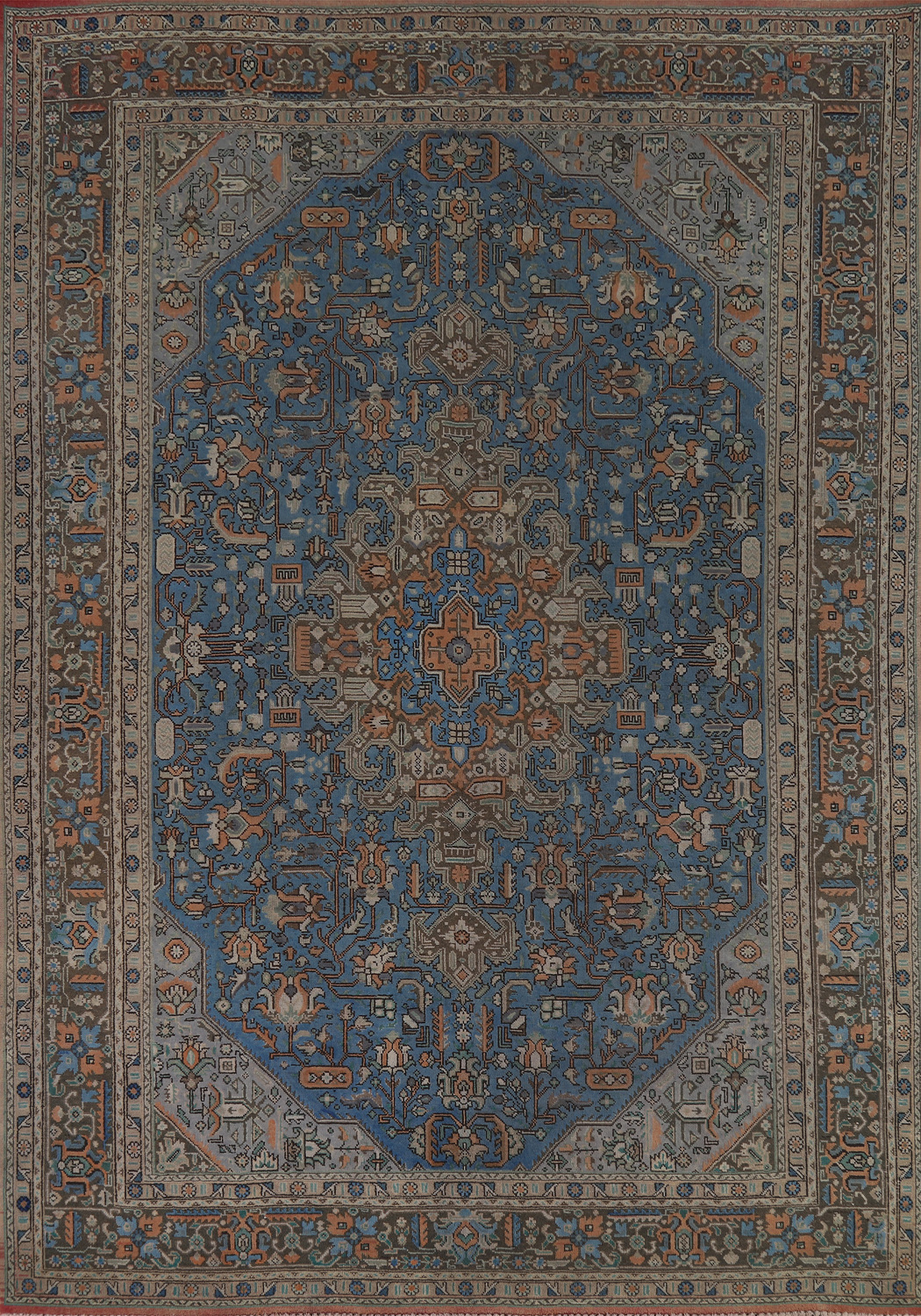 Blue Geometric Tabriz Persian Area Rug 8x11