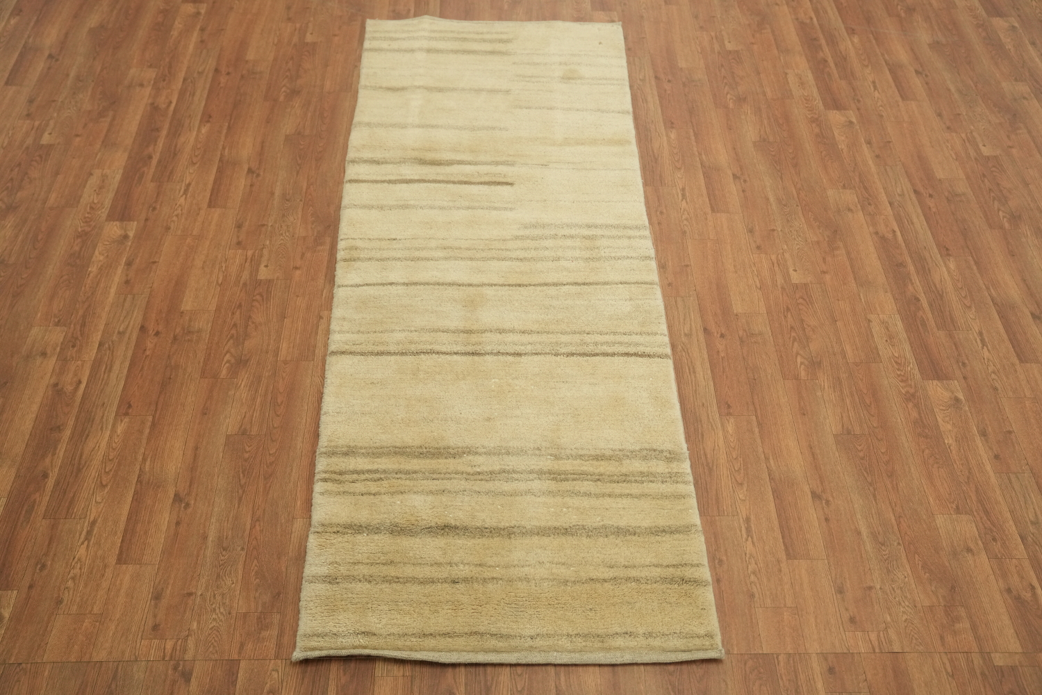 Graceful Neutral Tones Gabbeh Persian Runner for a Minimalist Room Decor 3x7 ft