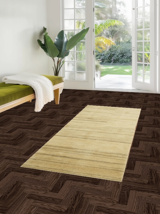 Graceful Neutral Tones Gabbeh Persian Runner for a Minimalist Room Decor 3x7 ft