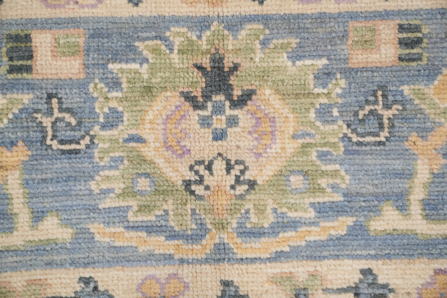 Vegetable Dye Dark Grey and  Lilac Oushak Turkish Area Rug 9x12