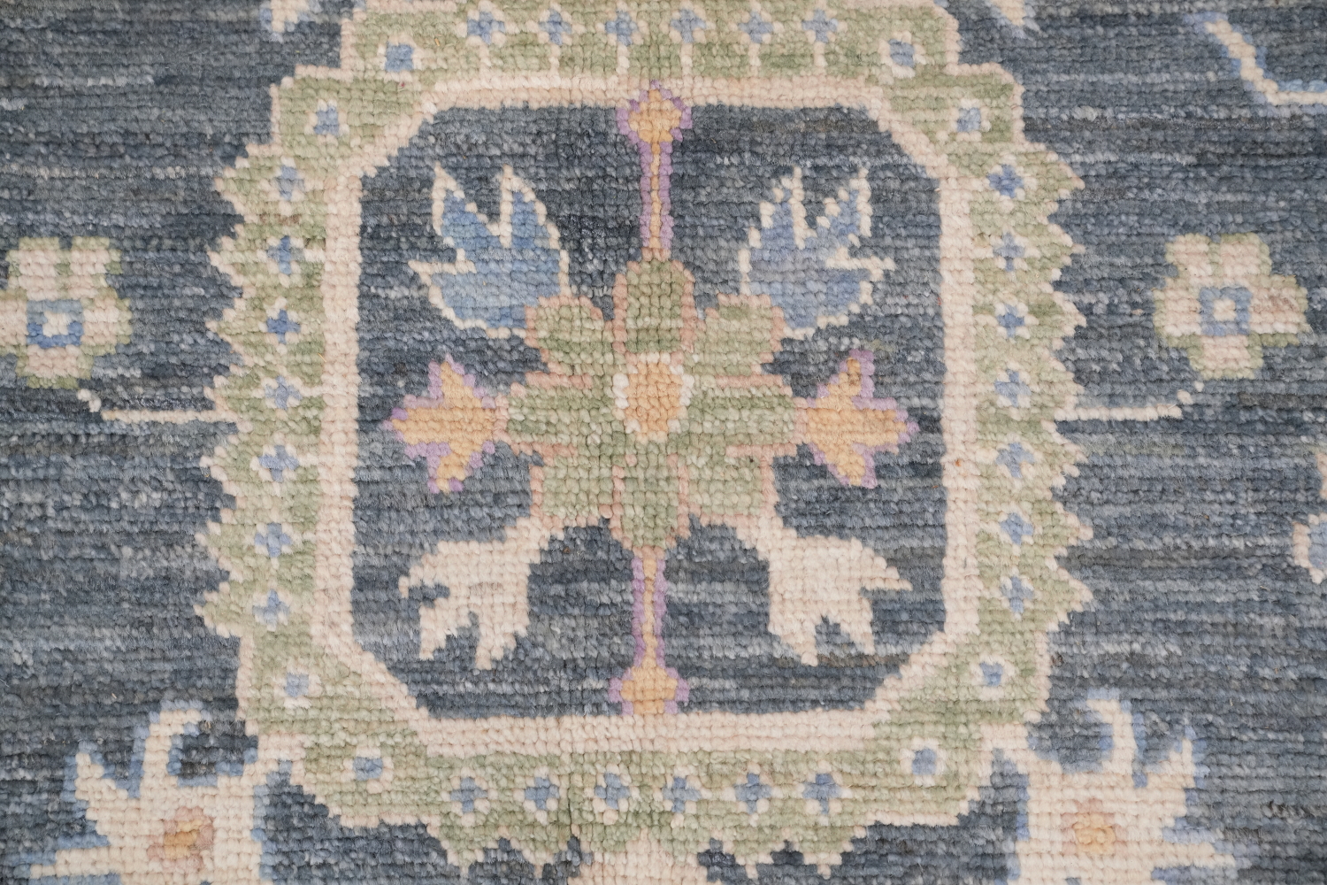 Vegetable Dye Dark Grey and  Lilac Oushak Turkish Area Rug 9x12
