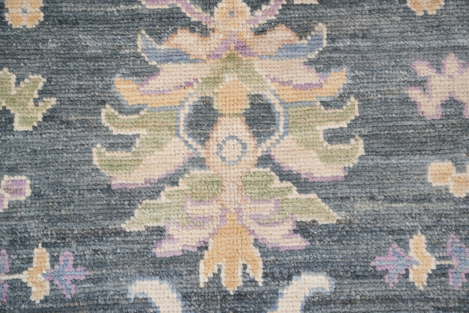 Vegetable Dye Dark Grey and  Lilac Oushak Turkish Area Rug 9x12