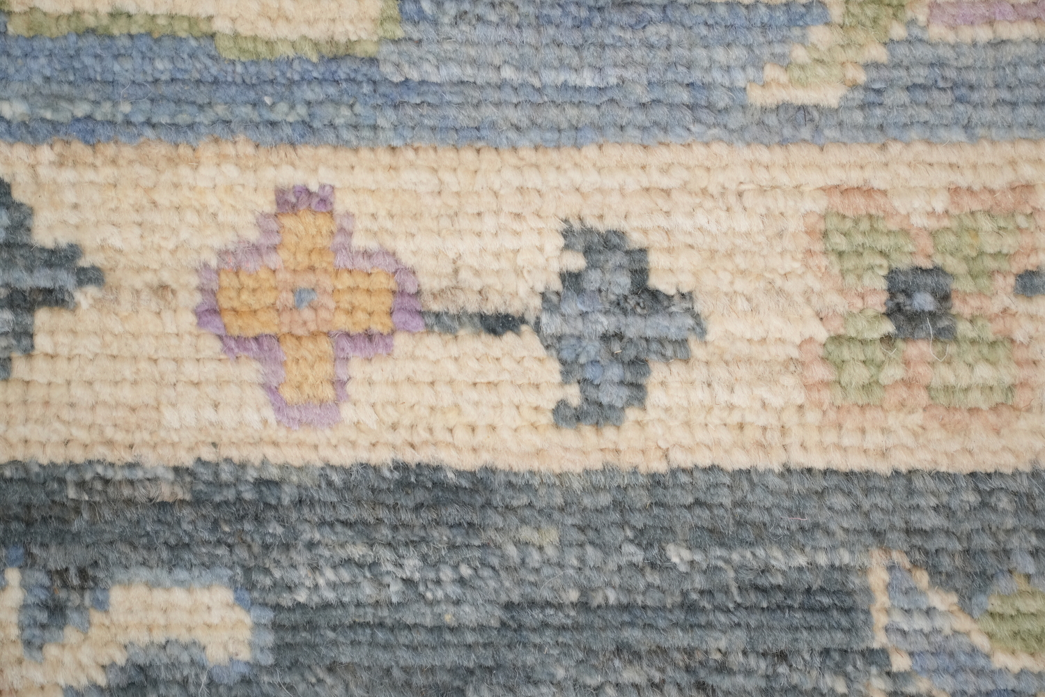 Vegetable Dye Dark Grey and  Lilac Oushak Turkish Area Rug 9x12