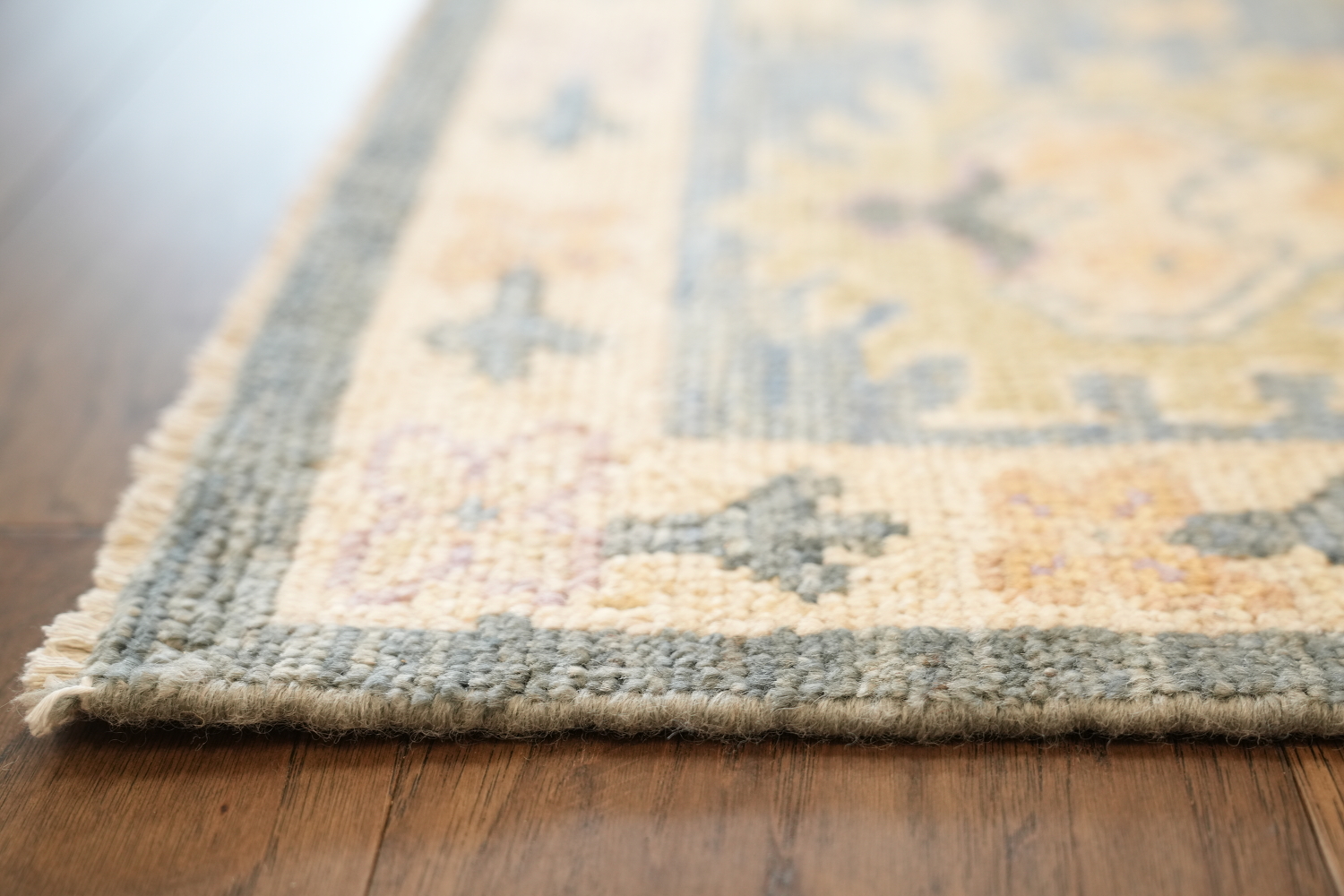 Vegetable Dye Dark Grey and  Lilac Oushak Turkish Area Rug 9x12