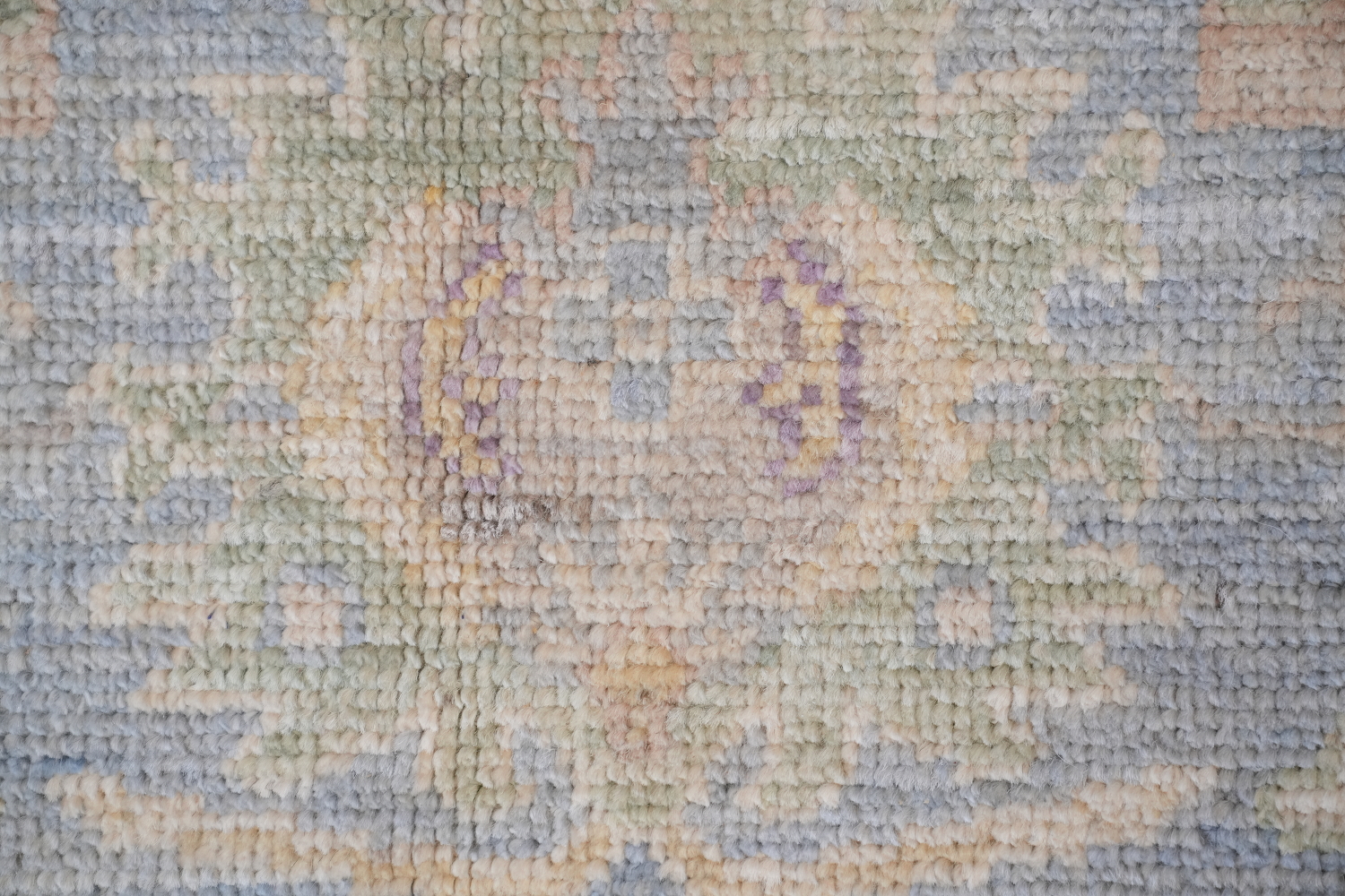 Pastel Toned Muted Grey Oushak Turkish Hand Knotted Rug 9x12 ft