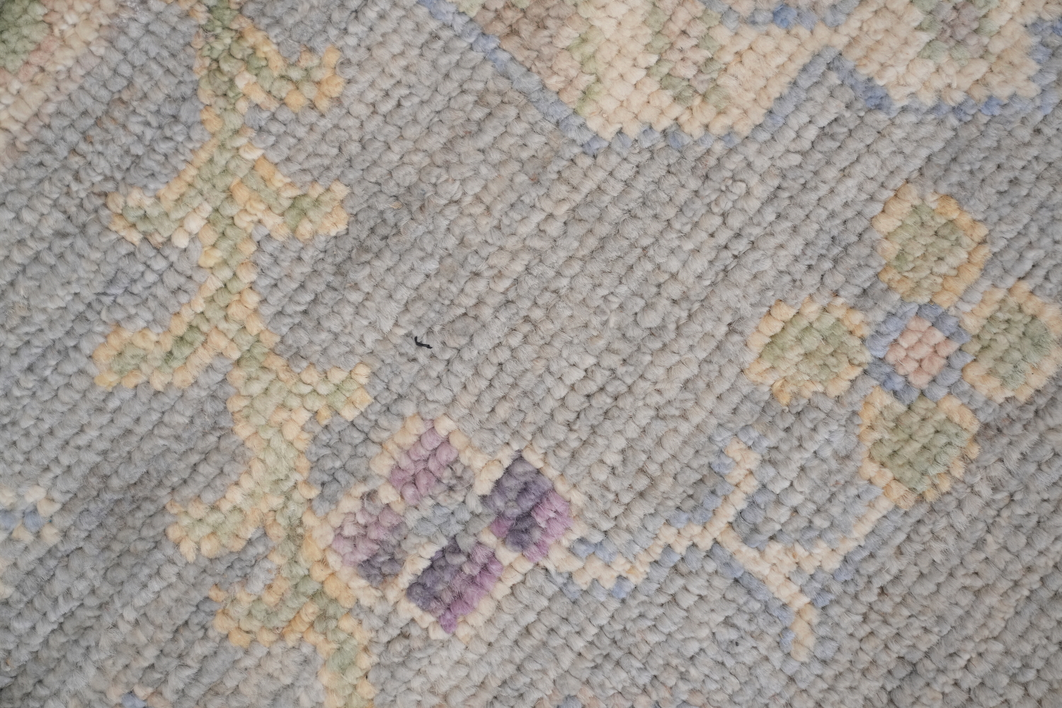 Pastel Toned Muted Grey Oushak Turkish Hand Knotted Rug 9x12 ft