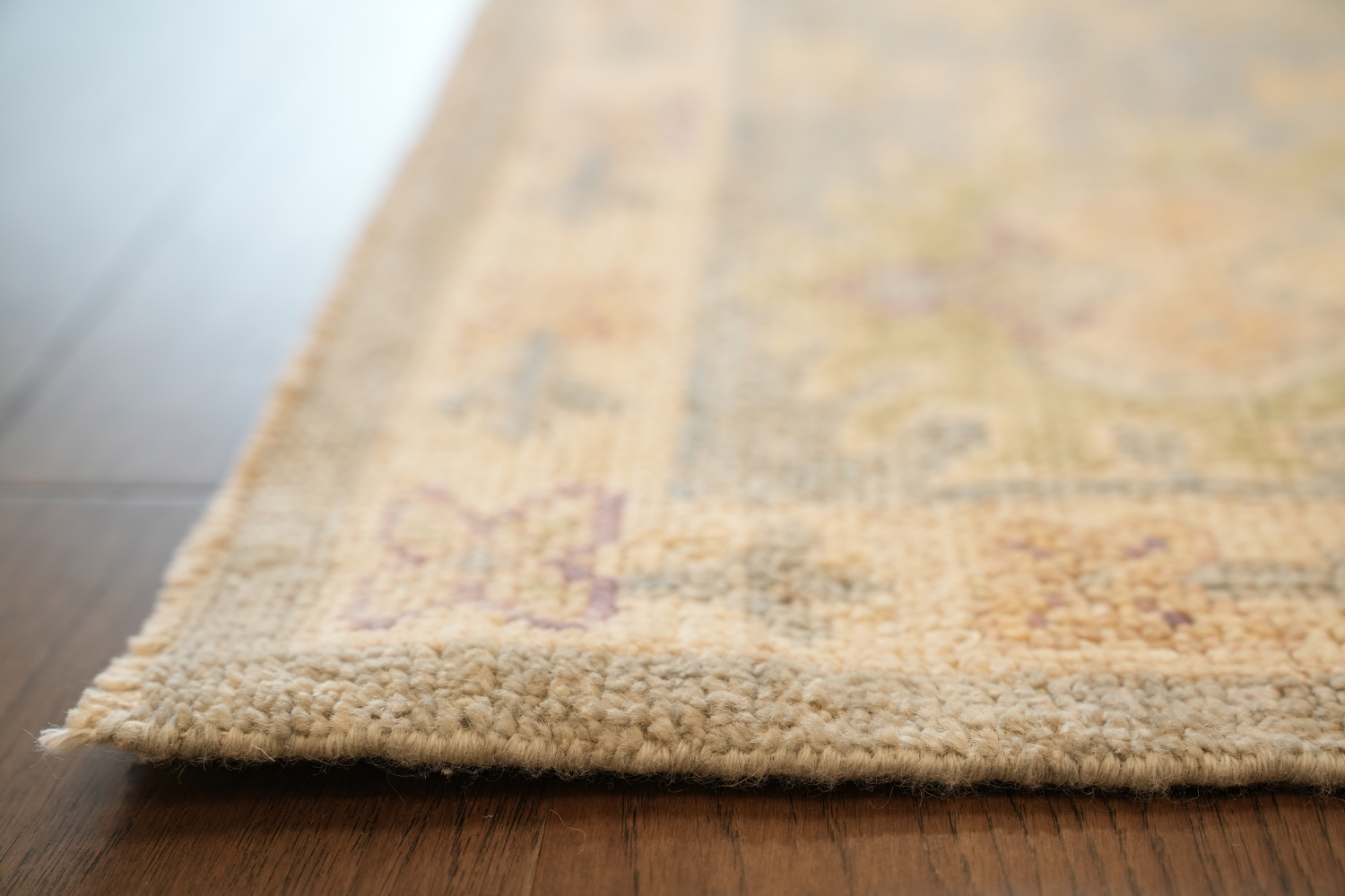 Pastel Toned Muted Grey Oushak Turkish Hand Knotted Rug 9x12 ft