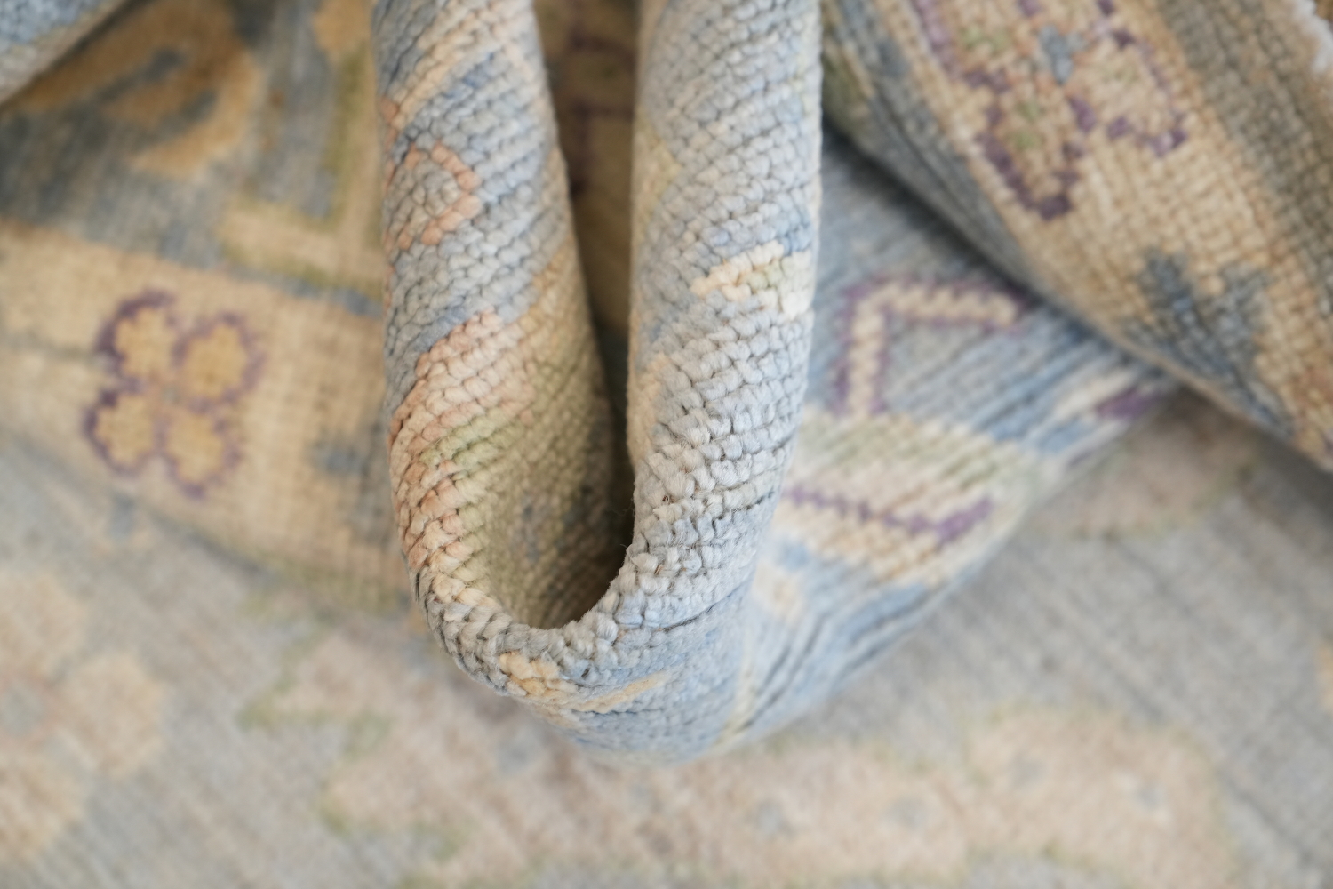 Pastel Toned Muted Grey Oushak Turkish Hand Knotted Rug 9x12 ft